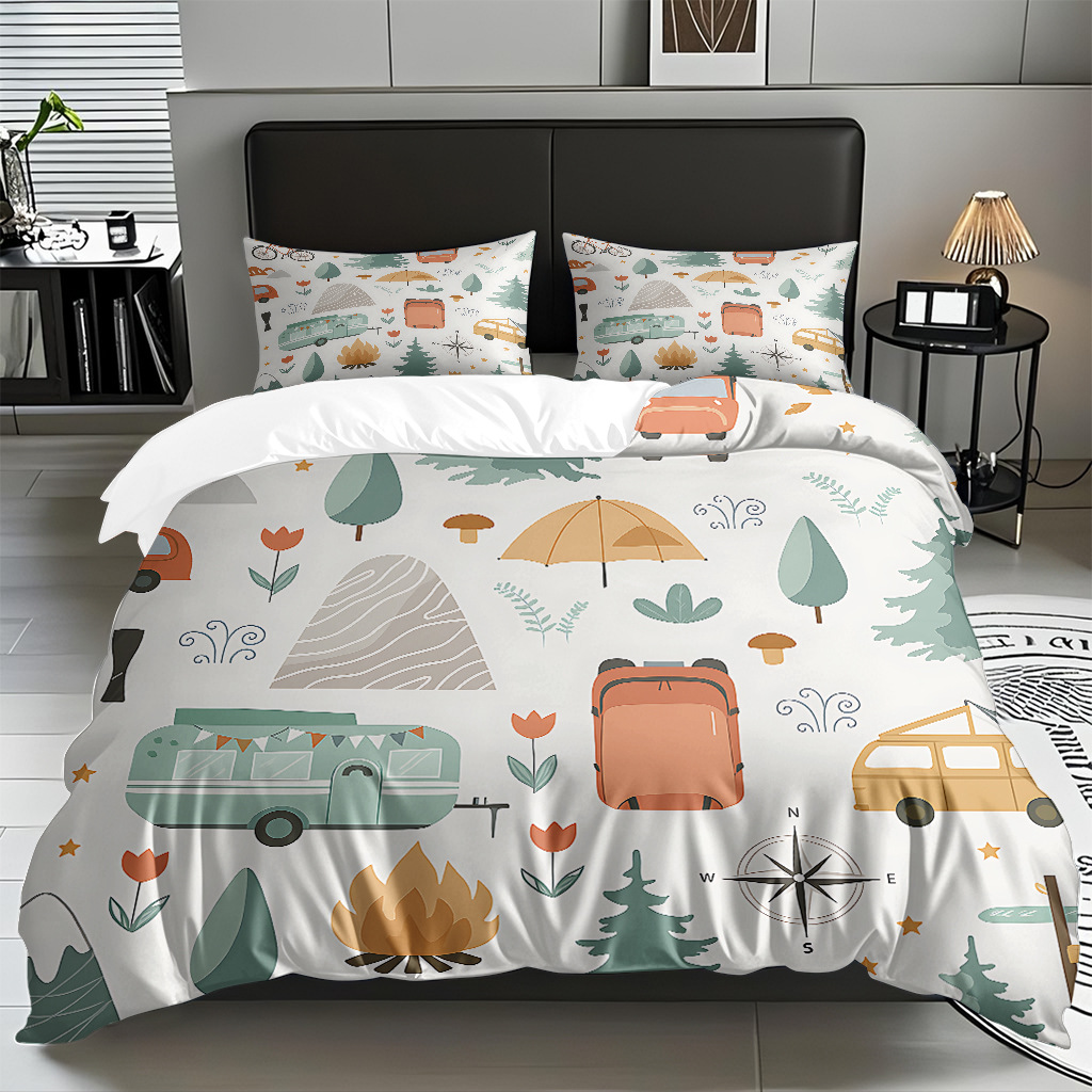 Ventas transfronterizas textiles caseros de ocio viento camping impresión digital abrasión quilt kit fuente de fábrica TEMU / JIT