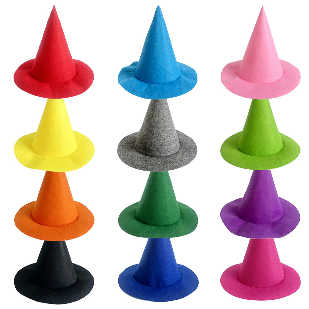 European and American cross-border Halloween witch hats, holiday party performance magic round-brimmed witch hats, factory wholesale