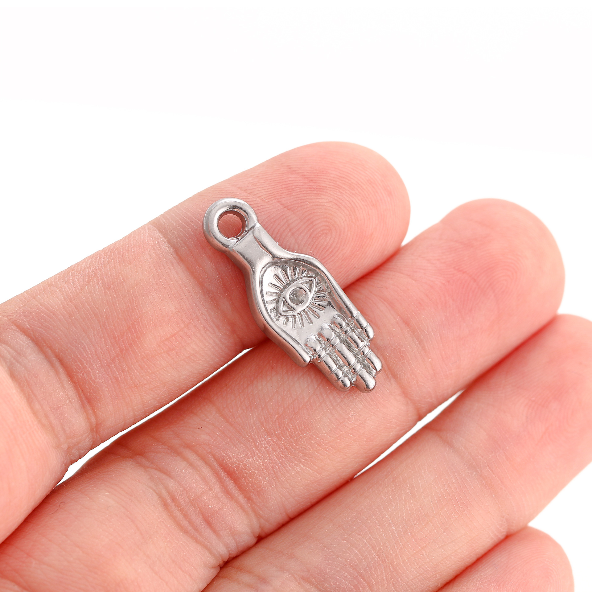 1 Piece Quantity 1 Piece 9*25mm 304 Stainless Steel Devil's Eye Palm Pendant