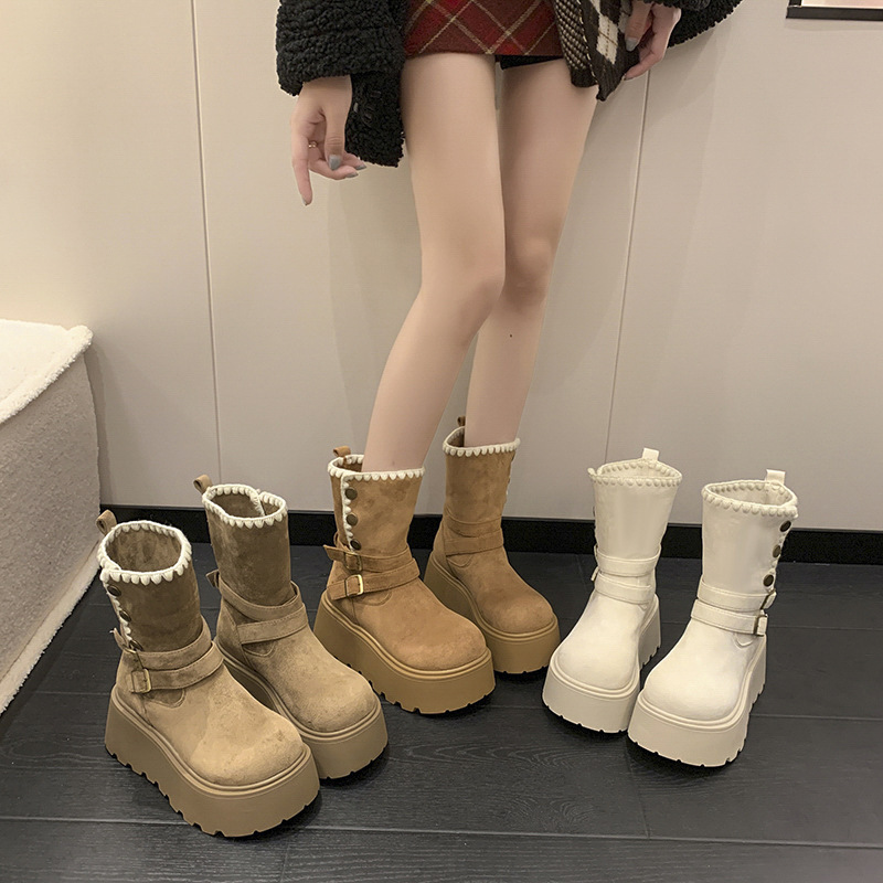 厚底两穿增高时装靴机车酷炫马丁靴女2025秋冬新款简约显瘦短筒靴|undefined