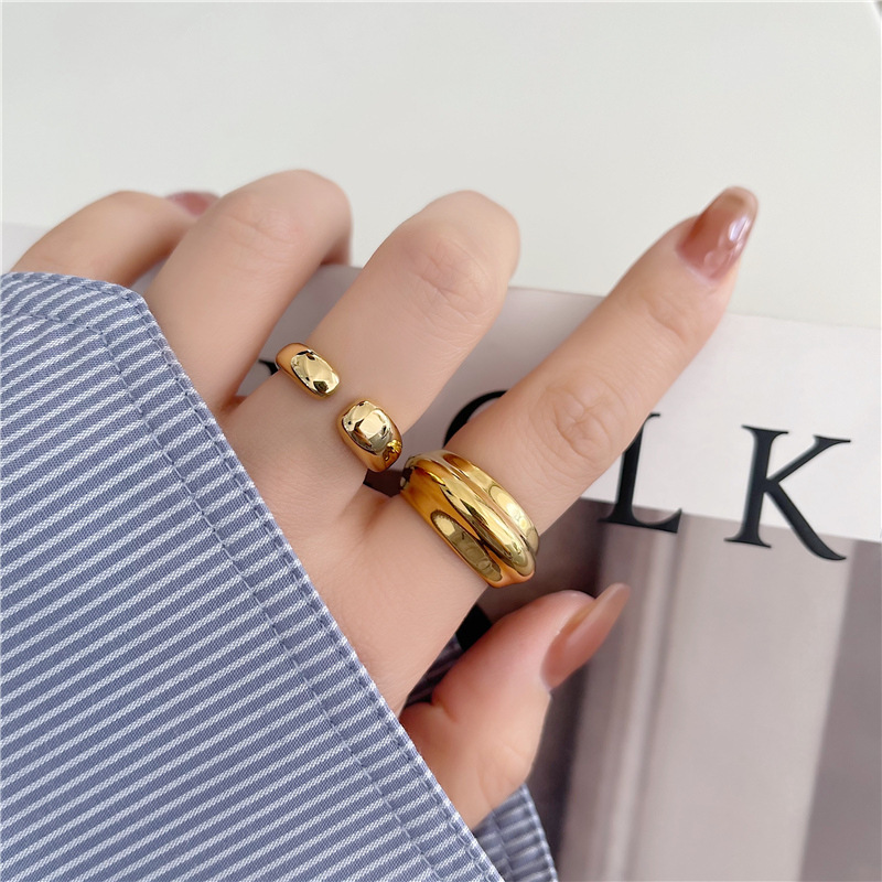 1 Piece Quantity Simple Style Water Droplets Titanium Steel Plating Open Ring 1 Piece