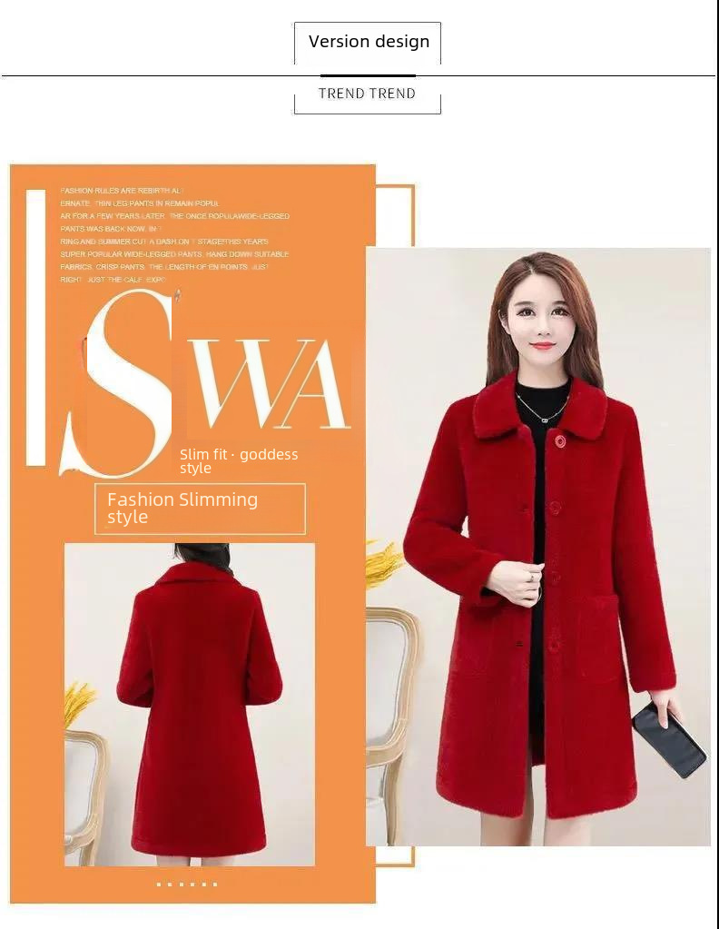  lamb velvet mid-length coat women's 2022 Winter new mother Korean-style large size western style women's coat_voghion.com