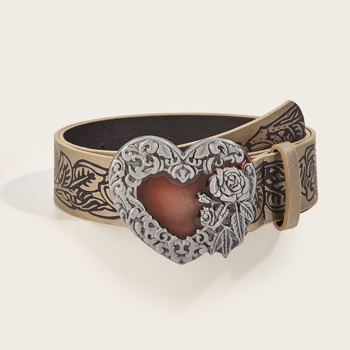 Pu Leather, Alloy Material Simple Style Classic Style Heart Shape Pu Leather Alloy Men's Leather Belts