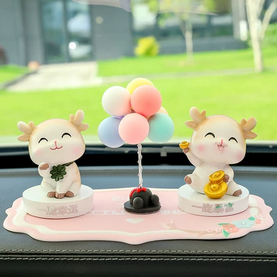 New Yilu Ping An Car Ornaments Deer Ornaments Car Small Ornaments Center Console Decorations Car Decoration Supplies (Car ornaments) - rich-lucky-single-balloon-pink-flower-pad