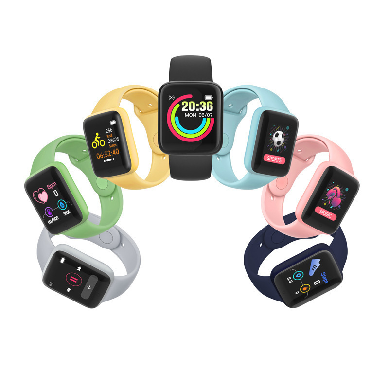 Y68 Macaron Smart Bracelet D20 Macaron Cross-Border New Model Heart Rate Blood Pressure Multifunctional Bluetooth Watch Wholesale