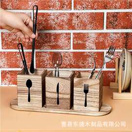 竹木分格餐具盒带底座厨房筷子银器整理盒木质吃饭刀叉餐具盒分类