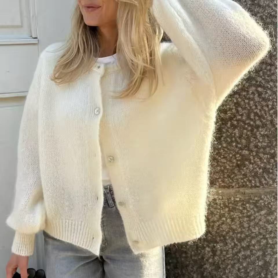 2025 European and American Export Autumn and Winter New Loose Sweater Women's Long-Sleeved Button Versatile Knitted Cardigan Jacket Women
