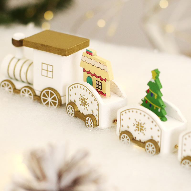 国境を越えた新製品クリスマス装飾品クリスマス彩色木の電車が子供のおもちゃのプレゼントを飾る|undefined