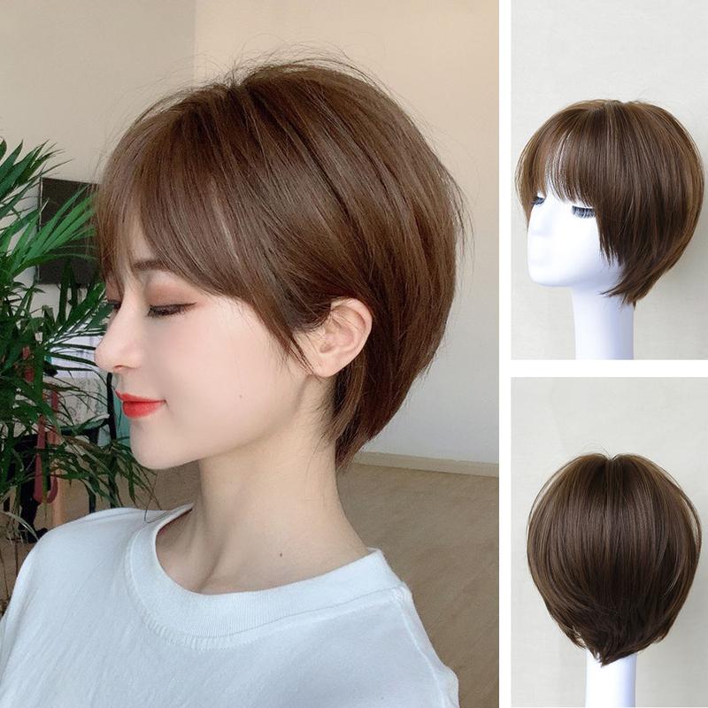 Short Wig, Short Straight Wig, Bob Style, Suitable for Women, Very Cute, Free Hair Net.
