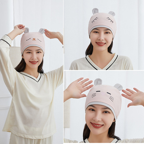 Wholesale  New Postpartum Hat with Cartoon Face Pattern Postpartum Sitting-in-Hospital Head Scarf Cotton Maternity Postpartum Hat