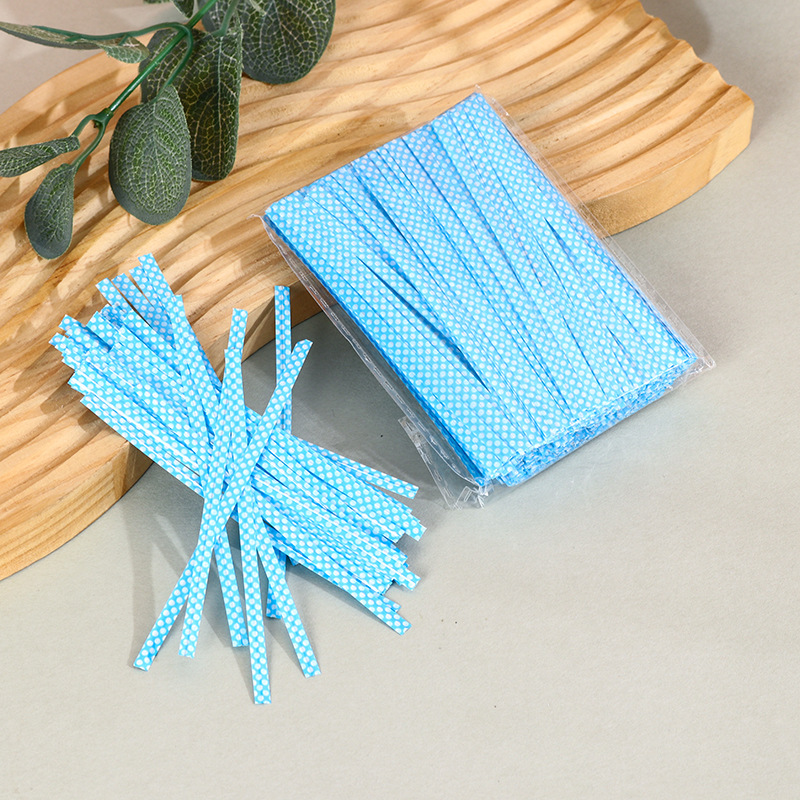 Color Polka Dot tie alambre hornear lazo de sellado 6 regalo de color recubierto de plástico tira de lazo cuerda de lazo de pan 10cm Alambre de hierro