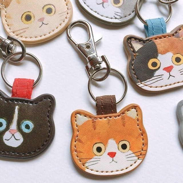 Japanese ECOUTE Kitten Series Keychain Eminette Cute Leather Key Ring Decorative Bag Pendant