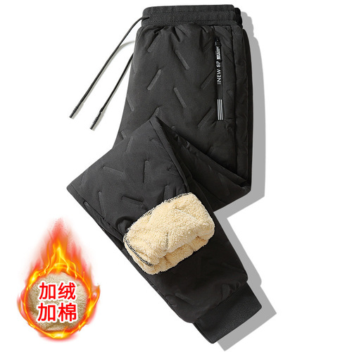 Cross-border thermal men's pants winter three-layer thickening autumn and winter cotton pants plus-size men's outerwear sports casual pants men