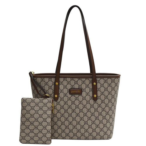 2024 New Women's Tote Bag Large Capacity Korean Style Handbag Vintage Floral Letter Retro Versatile Crossbody Bag Cross-border