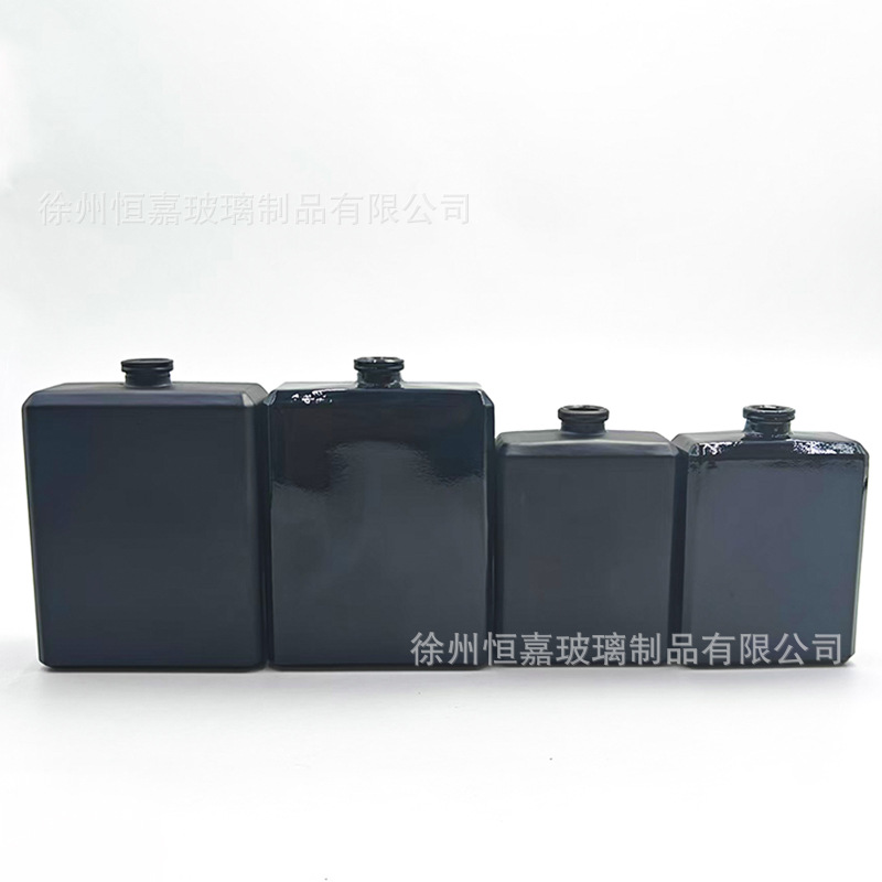 Viajes al por mayor botellas de perfume cuadradas negras portátiles botellas de perfume de vidrio negro brillante botellas de muestra de vidrio negro mate