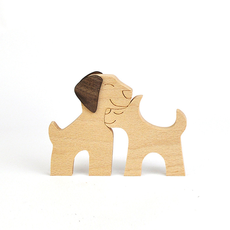 Cross-border New Puppy Family Creative Toys Decorative Wooden Ornaments Desktop Nordic Home Crafts Gift