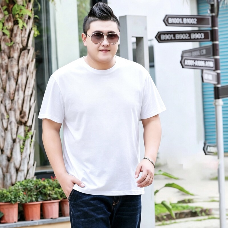 Plus-Size Slim-Fit Solid Color Round-Neck Oversized Summer Short-Sleeve T-Shirt for Men, Youth Base Layer Shirt Plus-Size Slim-Fit Solid Color Round-Neck Oversized Summer Short-Sleeve T-Shirt for Men, Youth Base Layer Shirt