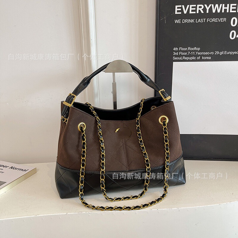 跨境热销新款拼接复古大容量女包手提单肩包斜挎包女士包包|undefined