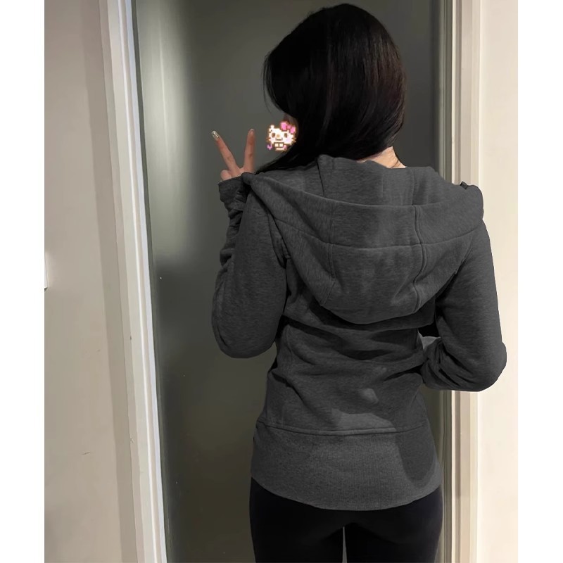 山东即墨卫衣外套女秋2025新款韩系收腰上衣连帽开衫高端拉链长袖|undefined