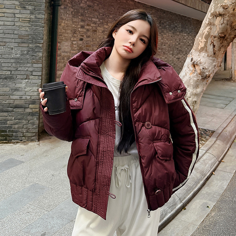 2025年新款小个子韩版学院风羽绒棉服女时尚休闲连帽棉衣棉袄外套|undefined