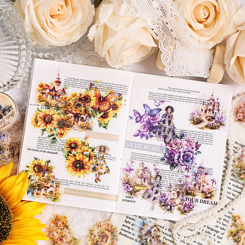 Nanzhi torre transparente cinta adhesiva impermeable pet diy cuentas de mano paisajismo pegatinas de decoración de papeleto pegatinas de castillo de ensueño