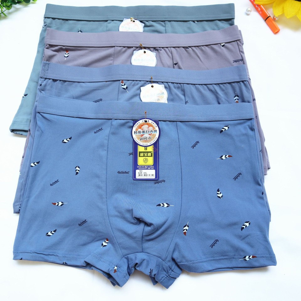 Men's Large Size Printed Boxer Briefs, Fashionable 75D Comfortable Loose Men's Boxer Shorts, Wholesale from Manufacturer in Stock