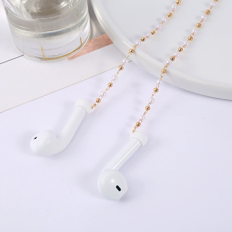 Apple, protective creative headphones from pearl, lanyard holder, fashionable necklace, chain, (Cross-border trading), bluetooth