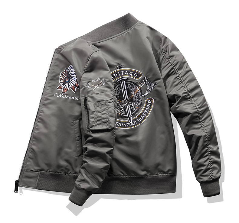 Men's Bomber Jacket Retro Stand Collar Casual Workwear Pilot Style_voghion.com