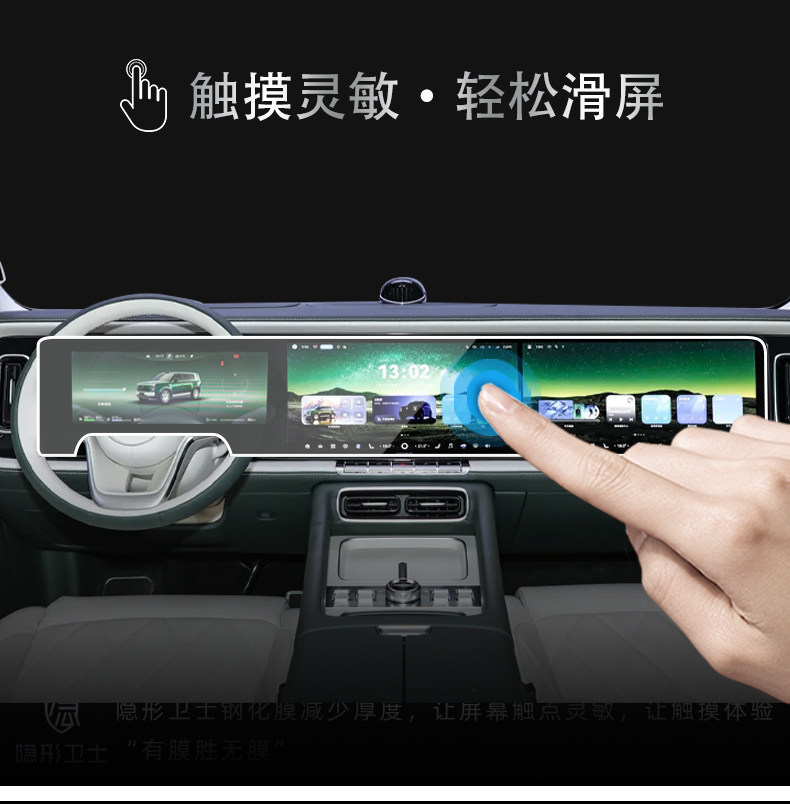 Tempered film for the rear display screen of the HarmonyOS Xiangjie G9 central control navigation system, modified car interior protective film accessories