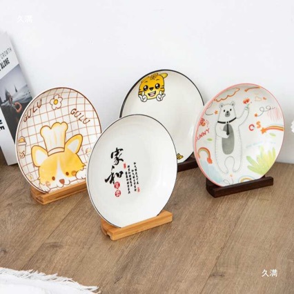 Plate Display Rack Round Plate Storage Rack Base Bracket Bamboo Wooden Dinner Plate Ornaments Display Bracket Kitchen Storage Rack