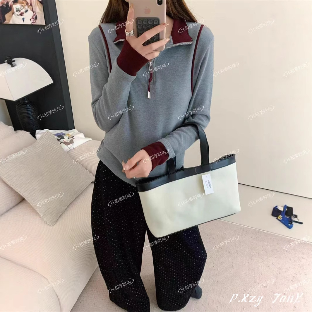 020 冬季新款女式韩版立领加厚德绒长袖T恤撞色长袖柔软打底衫女