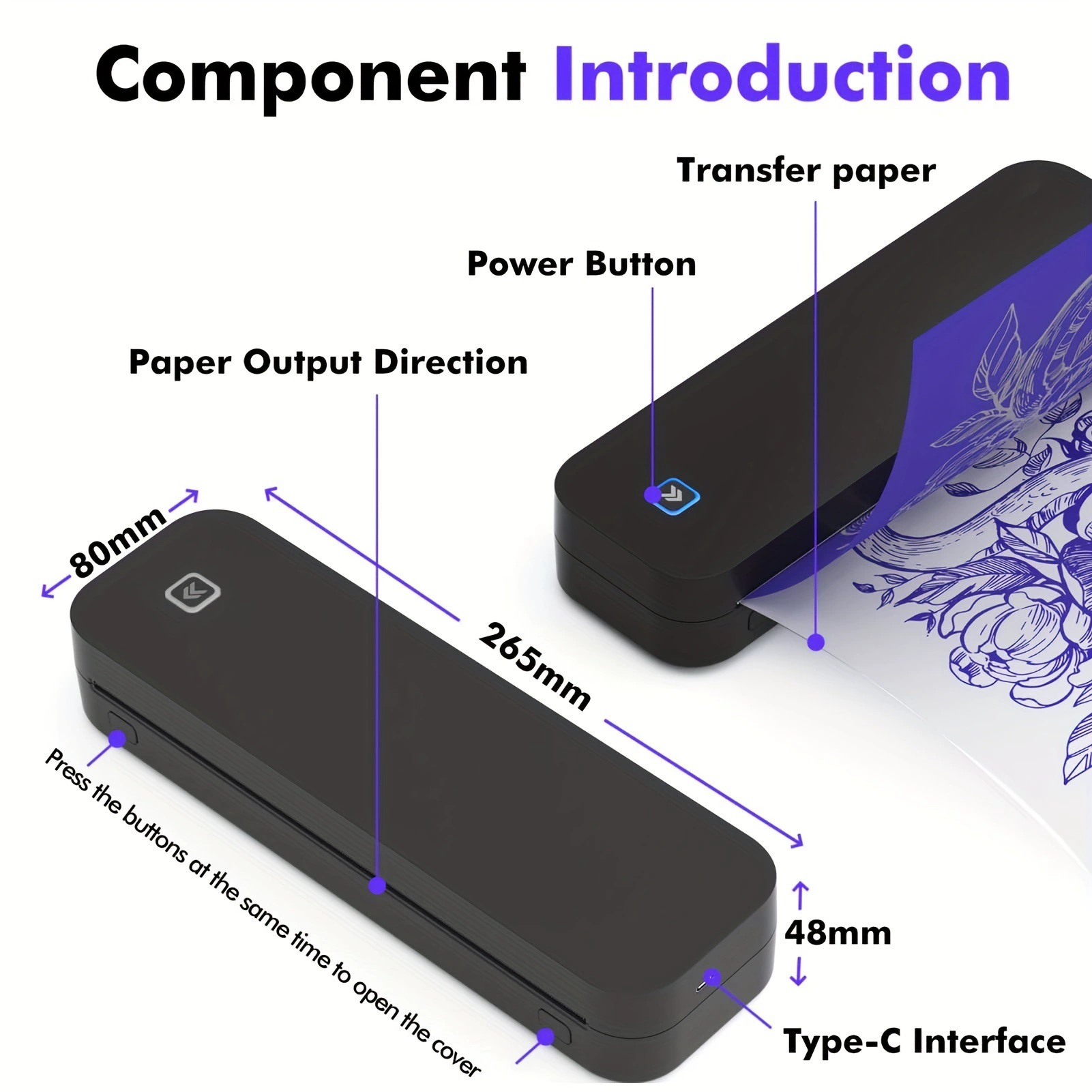 Portable Wires Thermal Printer Wires Tattoo Portable Tattoo