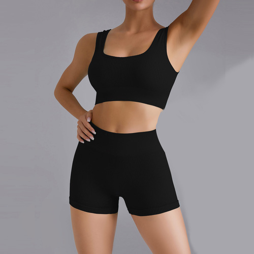 European and American seamless yoga clothing set for women quick-drying sports fitness clothing yoga vest tight high-waisted yoga pants shorts