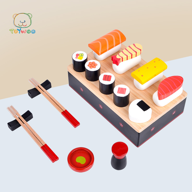 儿童仿真日本食玩寿司玩具小朋友甜点便当木制厨房过家家游戏套装