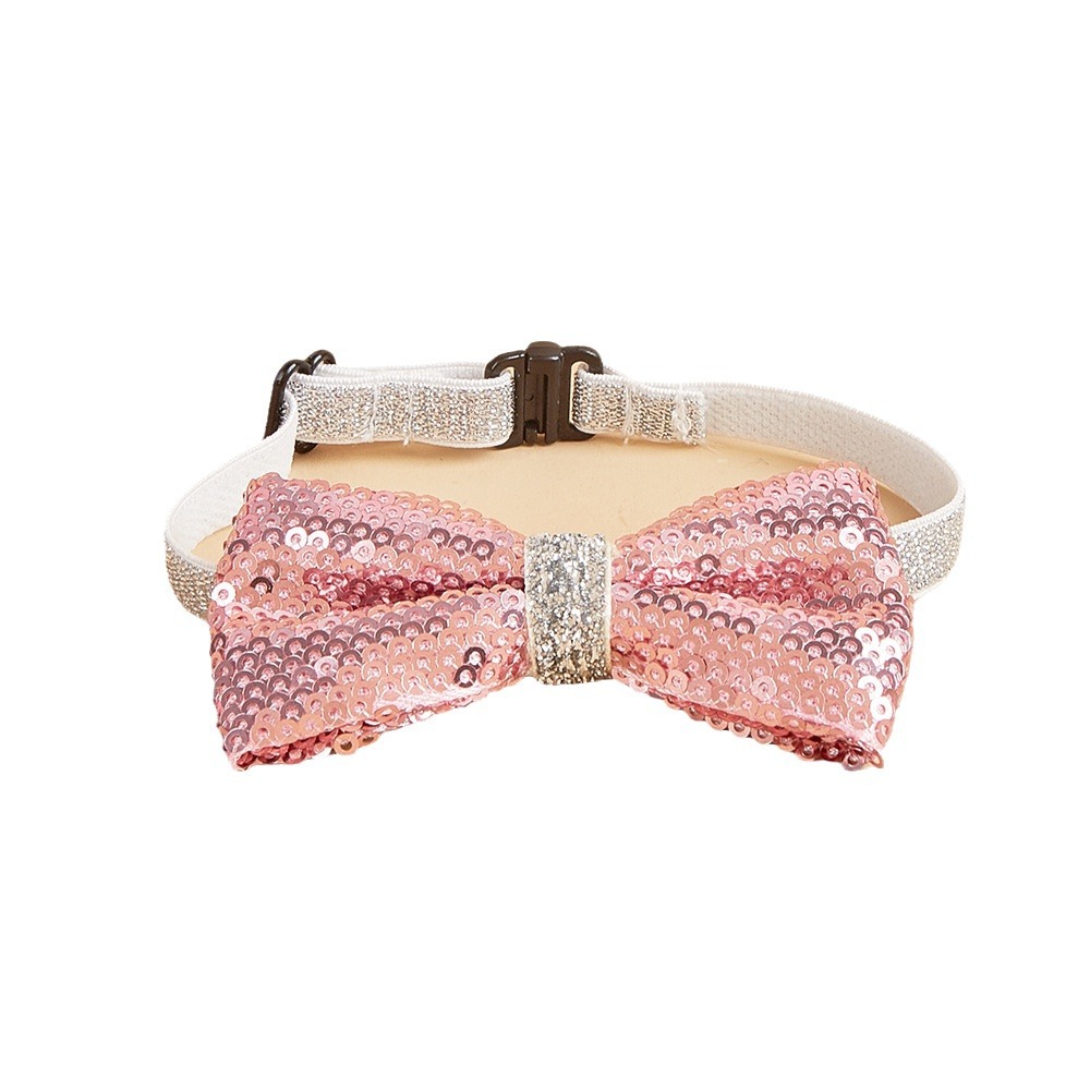 Ventas de la fábrica en stock lentejuelas pajarita PET pajarita avanzada de lentejuelas gato perro arco ajustable accesorios para mascotas