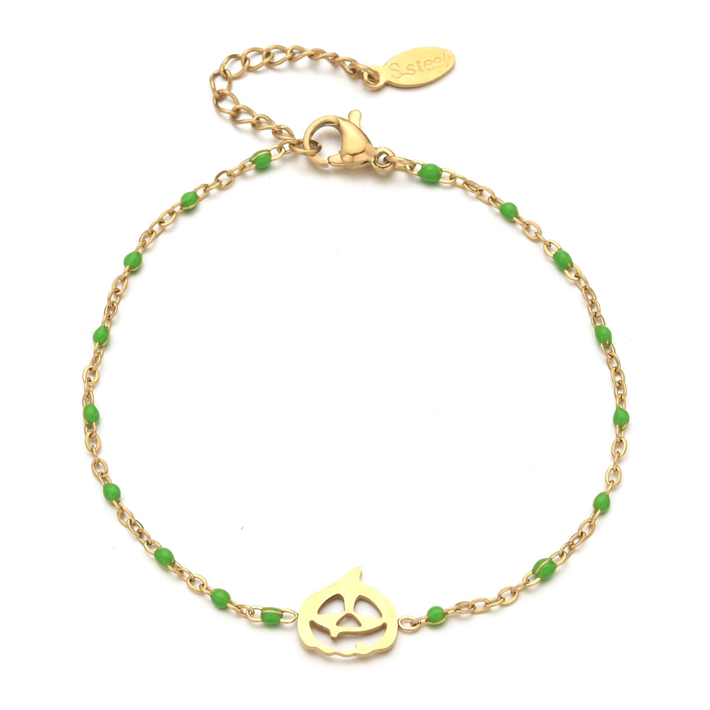 13g Weight Bracelets Classification 1 Piece Quantity Party, Festival Occasion Stainless Steel Material Halloween Festival Pumpkin Pattern Women's Gender Plating, Hollow Out Design Cool Style Style Cool Style Pumpkin Stainless Steel Bracelets In Bulk Stainless Steel Bracelets Halloween 1