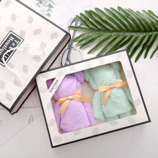 Customized Bear Towel Gift Box with Printed Logo Coral Velvet Wedding Souvenir Event Advertising Gift Creative Gift Box