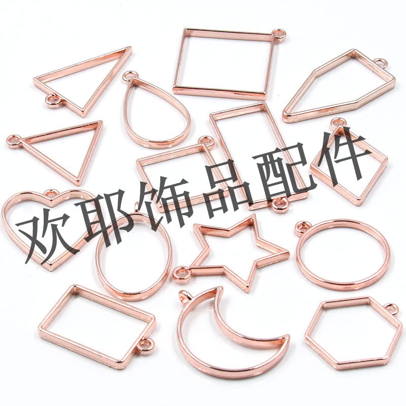 15 Hanging Plated High Quality DIY Alloy Jewelry Rose Gold Mixed Geometry Drop Glue Border