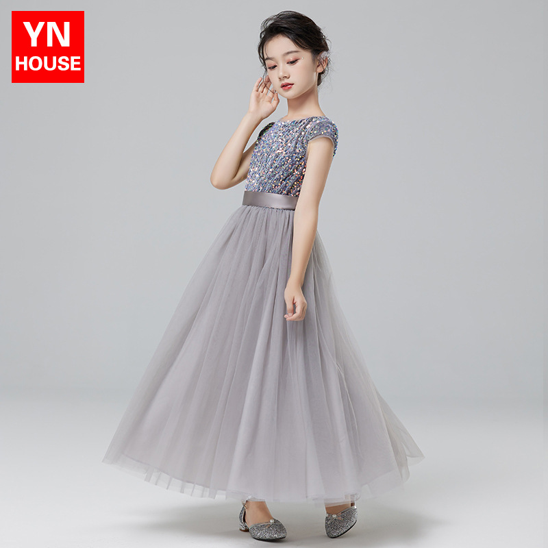 Vestido de princesa para el décimo cumpleaños de las niñas Concurso de piano para niñas