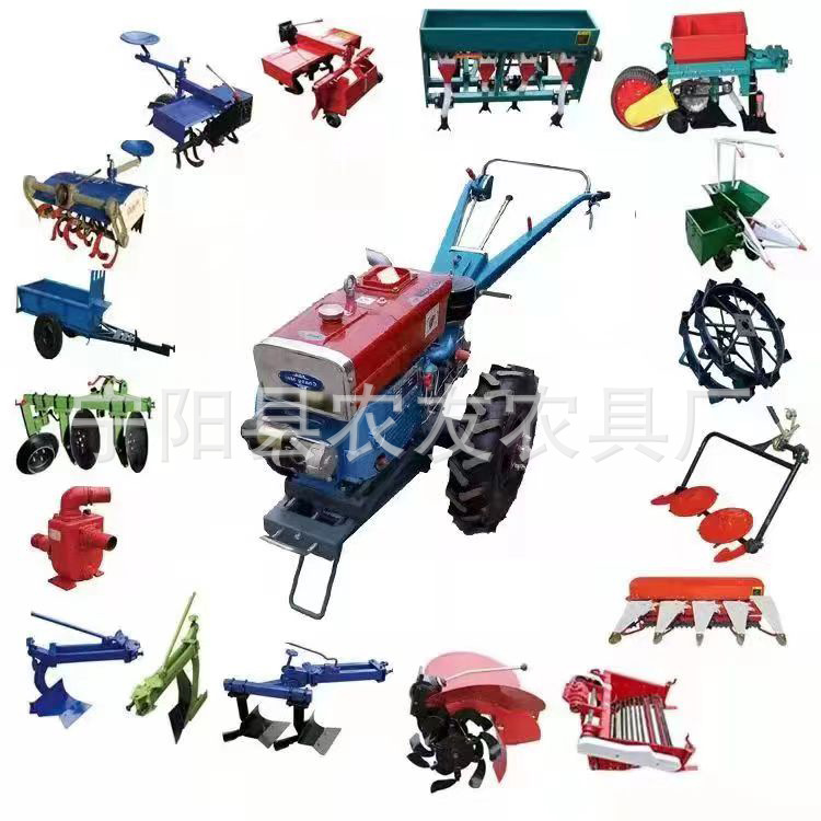Water and drought dual-purpose ploughing rotary tiller water-cooled 12 horsepower ground shaping machine hand-held corn planter harvester