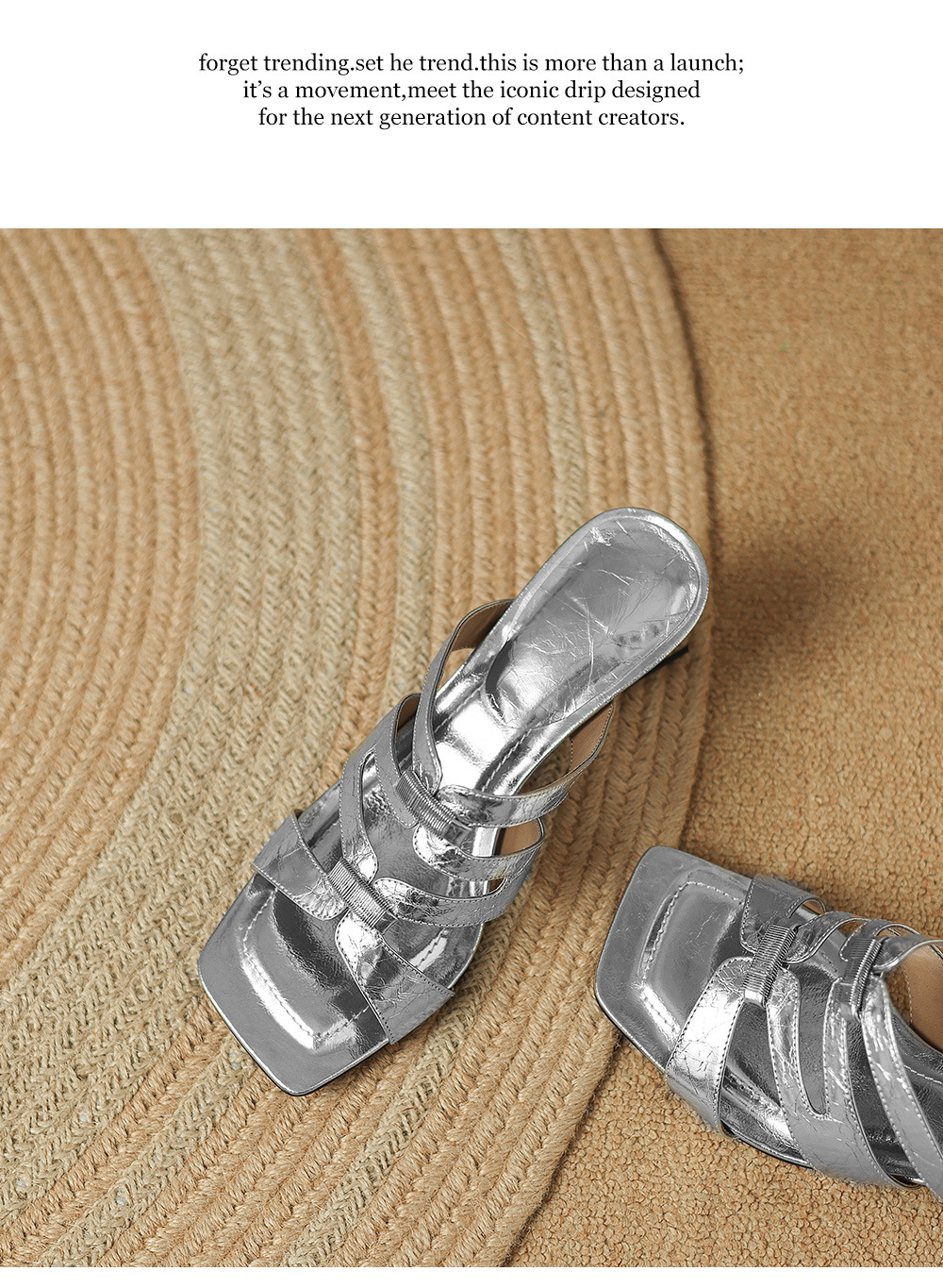 Sandal cao gót nữ hở mũi da dê màu vàng gót thô — màu vàng chi tiết 20