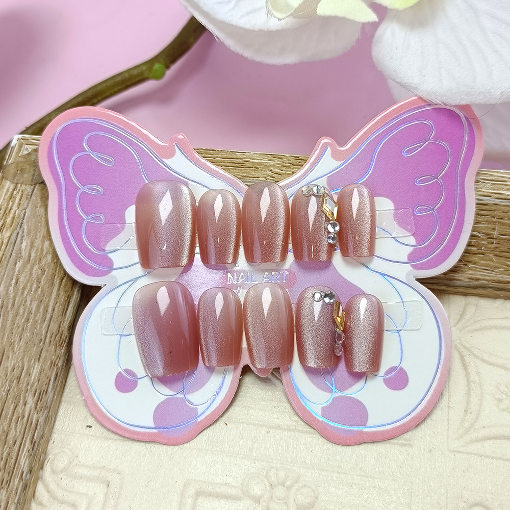 10 piezas de manicura corta de ojo de gato, pasta de frijoles suaves, pegatinas de uñas para niños de 10 a 18 años image 7