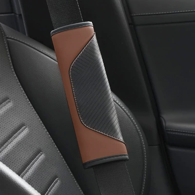 Seat belt shoulder pad, Pattern Leather Car Seat Belt - brown-color-standard-version-2365