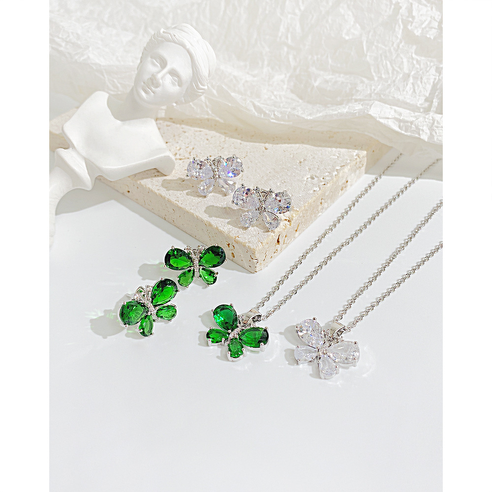 Sweet Butterfly Stainless Steel Plating Metal Earrings Necklace