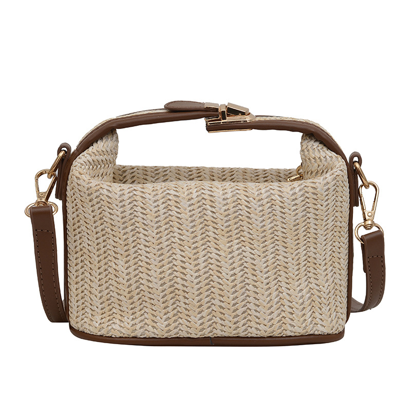 Bolso de verano 2024 nuevo estilo de moda material de tela de paja de moda bolso de mujer de moda bolso de hombro