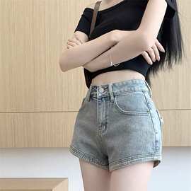 美式辣妹牛仔短裤女夏季2026新款高腰弹力显瘦直筒字短热裤潮