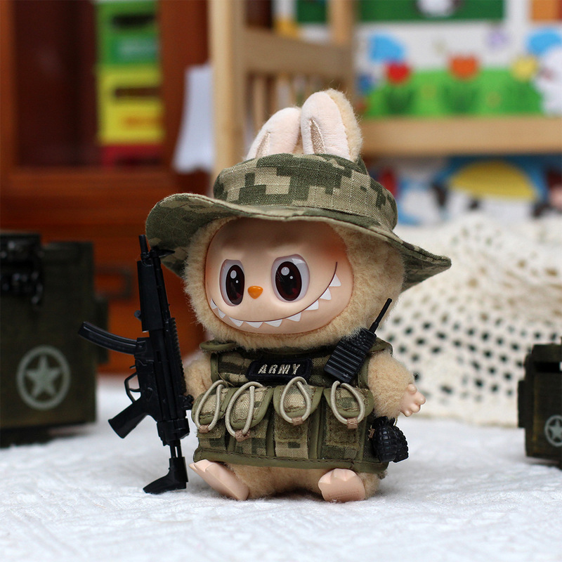 Only Clothes】Second-Generation Labubu Doll Clothes Vinyl Pendant Doll Clothes Tactical Chest Rig Vest Sitting Party