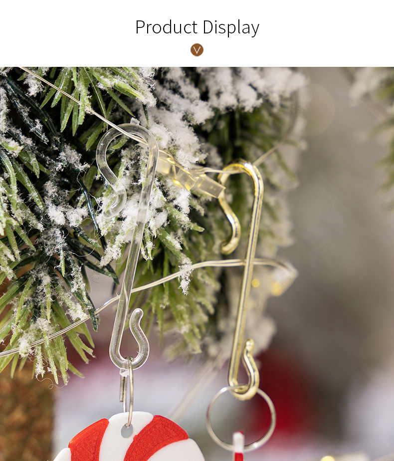 Christmas S Hook Pendant Christmas Tree Accessories Golden Hook Transparent Color Christmas S Hook Decoration_voghion.com