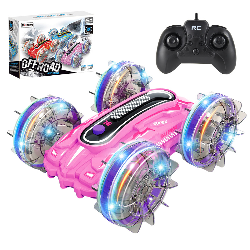 2.4G control remoto anfibio tiro de agua anfibio de doble cara coche de acrobacias con absorción automática de agua rociado de agua coche de tanque de control remoto único juguete