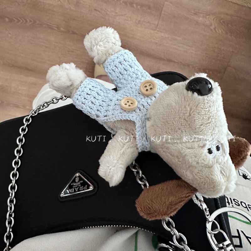 Plush Toy Dog Pendant Bag Charm Keychain Dressed Dog Paw Machine Doll Trendy Keychain